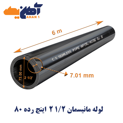 لوله مانیسمان سایز 1/2 2 اینچ رده 80 چین