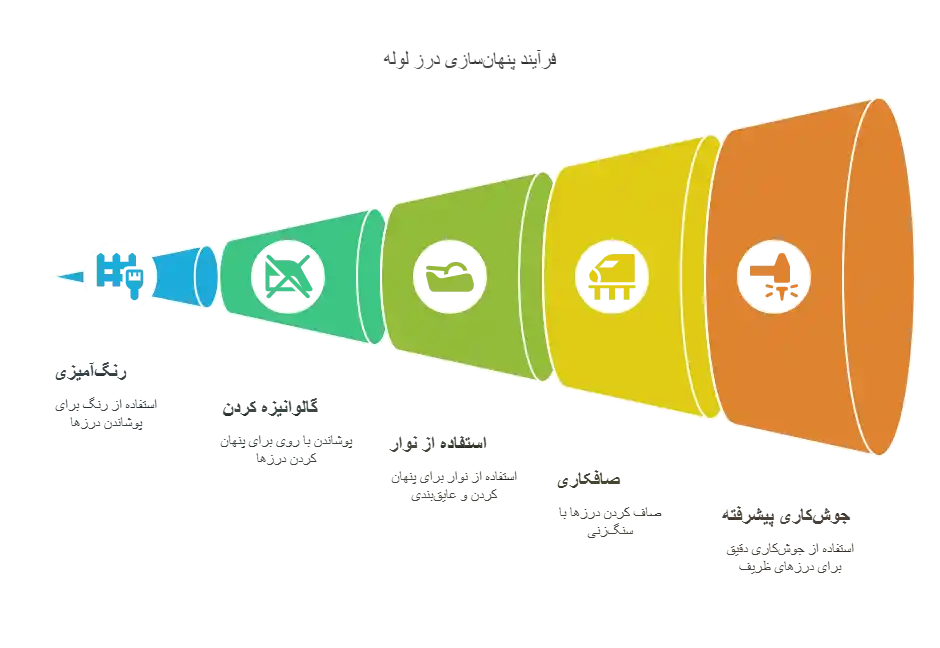 فرآیند پنهان سازی درز لوله ها