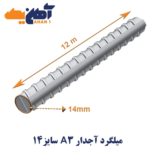 rebar-a3-size-14-arian-foulad-1.webp ميلگرد آجدار A3 سايز 14 آریان فولاد - تصویر 1